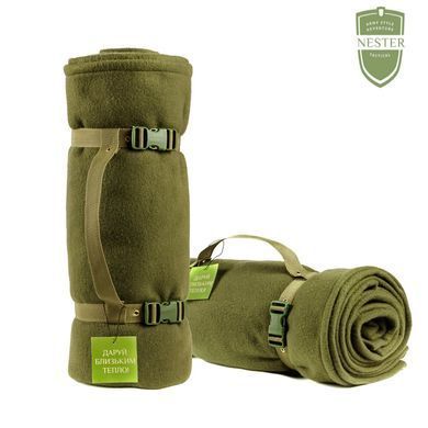 Флісова ковдра Nester Olive Case 150*200 плед олива + чохол, плед для військових 19087004 фото