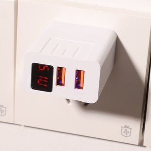 Адаптер 220V на 2 USB (A-14) з дисплеєм CX QC03 234563855 фото