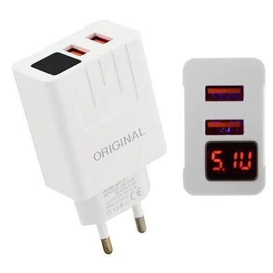 Адаптер 220V на 2 USB (A-14) з дисплеєм CX QC03 234563855 фото