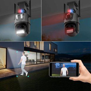 Вулична охоронна WIFI камера 8MP Dual Lens (сирена, iCSee) 234568441 фото