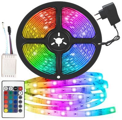 Світлодіодна Led стрічка 5 м, 5050 RGB з блоком і пультом управління 234561214 фото
