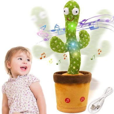 Танцюючий кактус, що співає, з LED підсвічуванням 31 см, Dancing Cactus 234561275 фото