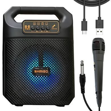 Портативна колонка 6,5", 20Вт, з мікрофоном і світломузикою, Kimiso QS-3607 234575607 фото