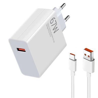 Мережевий зарядний пристрій USB з кабелем USB-TYPE C, 67W 234577342 фото