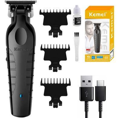 Акумуляторна машинка для стрижки + 3 насадки, USB, Kemei KM-2299 234572836 фото