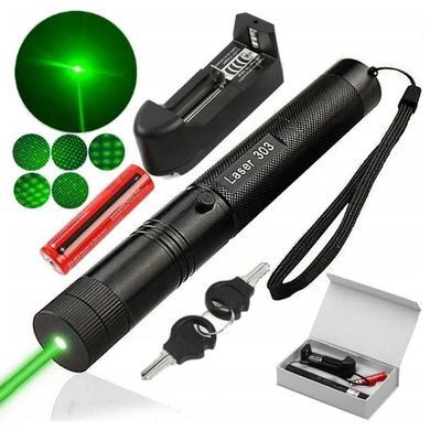 Лазерна вказівка до 10 км Laser pointer YL-303, Зелена + насадка 234562932 фото