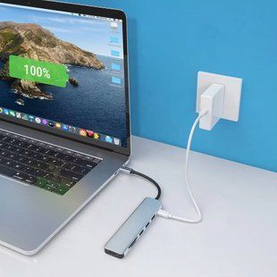 USB хаб 7в1, Type-C to HDMI+SD+TF+3хUSB +PD 234565827 фото